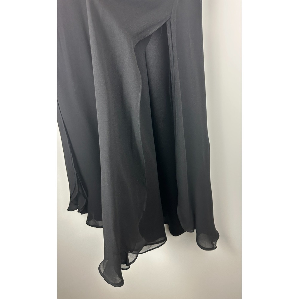 St. John Evening 100% Silk Chiffon Overlay Pants Wide-Leg Slit Black Size 12 - Picture 11 of 16